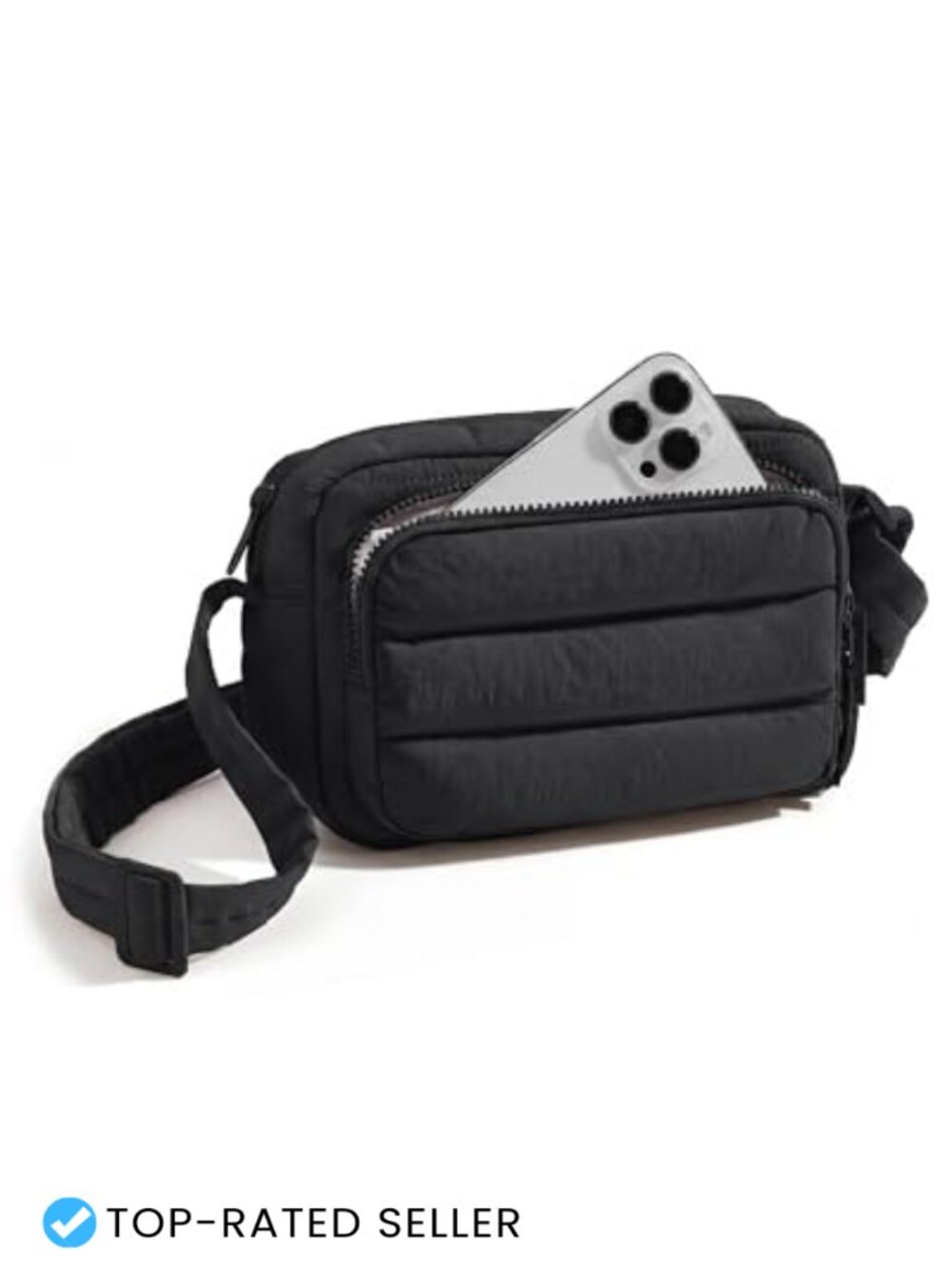 Puffer Crossbody Bag RFID Blocking Card Slots Adjustable Strap Nylon Purse